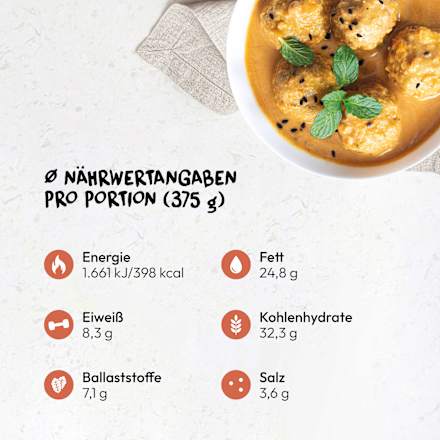Falafelbällchen Curry India Masala Sauce, 375 g