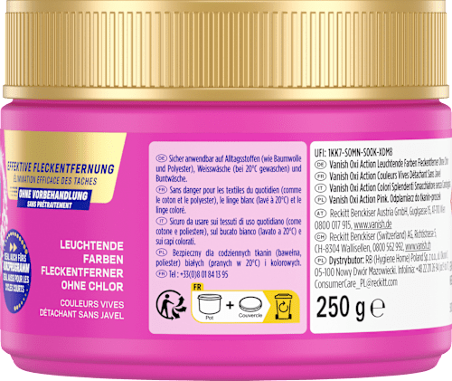 Fleckenentferner Pulver Oxi Action Pink, 250 g