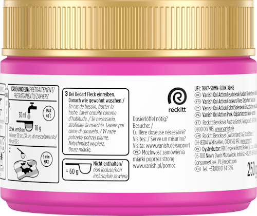 Fleckenentferner Pulver Oxi Action Pink, 250 g