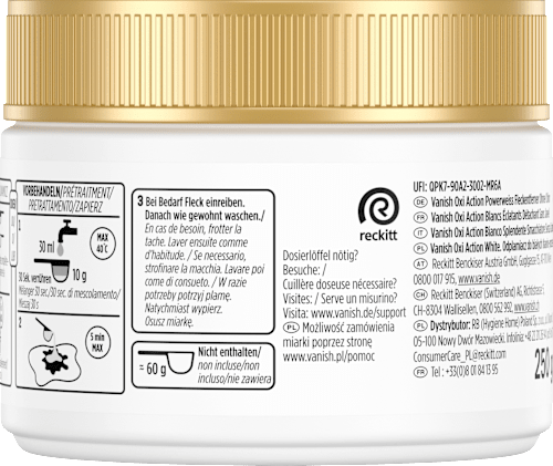 Fleckenentferner Pulver Oxi Action Weiss, 250 g