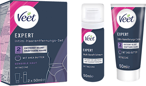 Intimbereich Set Expert, Enthaarungscreme & Multi-Benefit-Schaum (2x50 ml), 100 ml