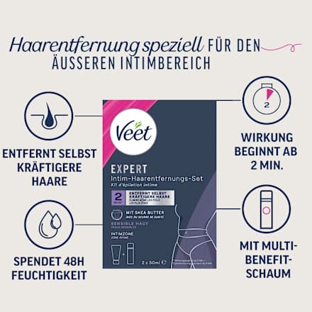 Intimbereich Set Expert, Enthaarungscreme & Multi-Benefit-Schaum (2x50 ml), 100 ml