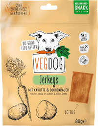 Hondensnacks met wortel- en beukenrook, gedroogd vlees, 80 g