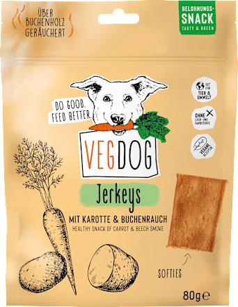 Hundeleckerli mit Karotte & Buchenrauch, Jerkeys, 80 g