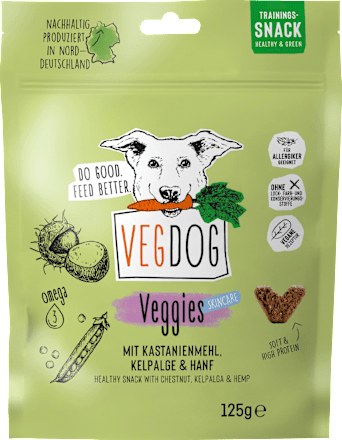 Hundeleckerli mit Kastanie, Kelp & Hanf, Veggies skincare, 125 g
