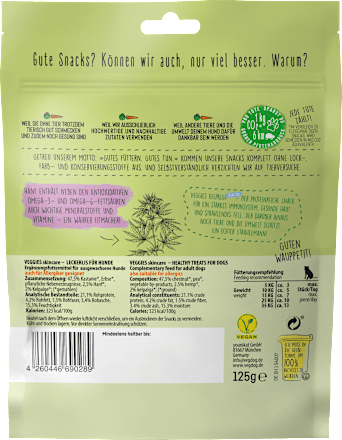 Hundeleckerli mit Kastanie, Kelp & Hanf, Veggies skincare, 125 g