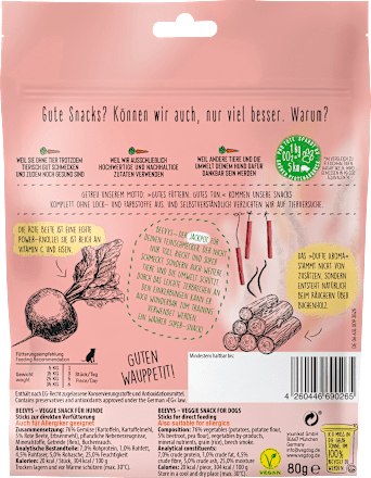 Hondensnacks met rode biet en beukenrook, Beevys, 80 g