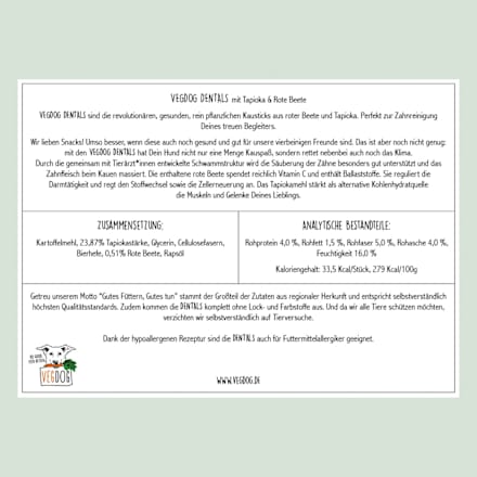 Hondenkauwsnack met rode biet en tapioca, Dentals, 120 g