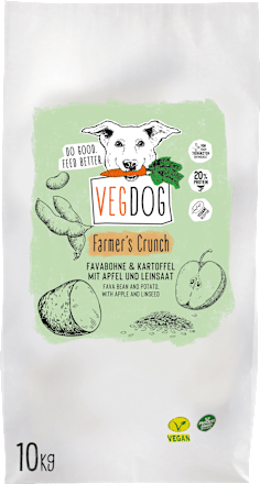 Droog hondenvoer met aardappel, erwt &amp; tuinboon, Farmers Crunch, veganistisch, 10 kg