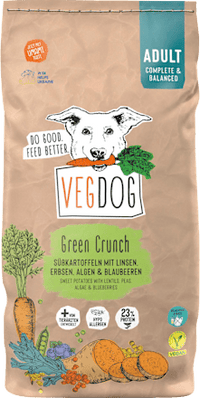 Trockenfutter Hund mit Süßkartoffeln & Linsen, green crunch, Adult, 10 kg VEGDOG