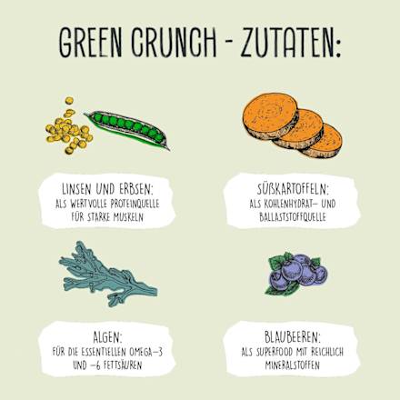 Trockenfutter Hund mit Süßkartoffeln & Linsen, green crunch, Adult, 10 kg VEGDOG