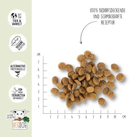 Trockenfutter Hund mit Süßkartoffeln & Linsen, green crunch, Adult, 10 kg VEGDOG