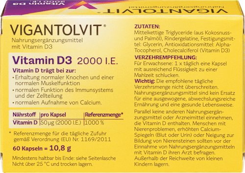 Vitamin D3 2000 I.E. 60 Weichkapseln, 10,8 g
