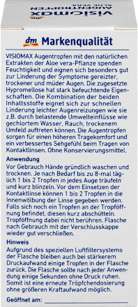 Augentropfen Aloe Vera, ohne Konservierungsmittel, 10 ml VISIOMAX