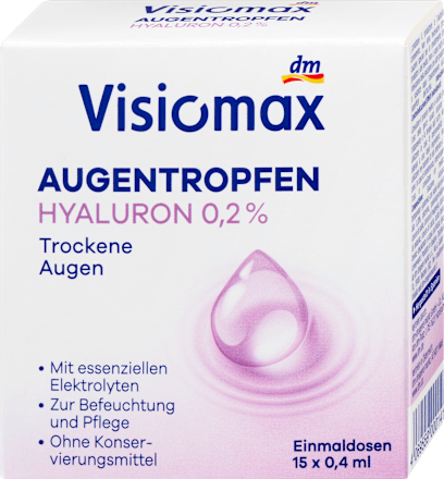 Augentropfen mit 0,2% Hyaluron, ohne Konservierungsmittel (15x0,4 ml), 6 ml
