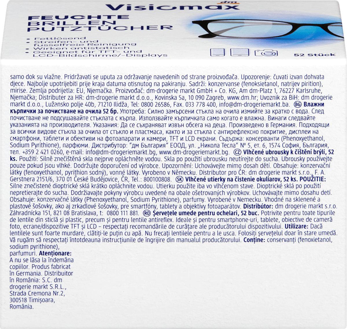 Visiomax Brillenputztücher feucht, 52 St