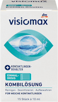 Kombilösung Einmaldosis für weiche Kontaktlinsen, mit Kontaktlinsenbehälter, 15 x 10 ml, 150 ml VISIOMAX
