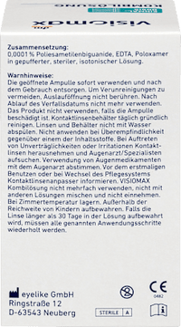 Kombilösung Einmaldosis für weiche Kontaktlinsen, mit Kontaktlinsenbehälter, 15 x 10 ml, 150 ml VISIOMAX