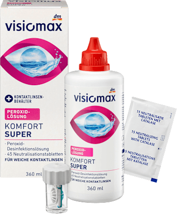 Peroxidlösung Komfort Super für weiche Kontaktlinsen, mit Kontaktlinsenbehälter, 360 ml VISIOMAX