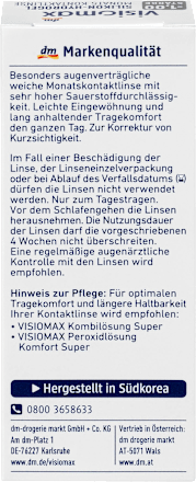 Silikon-Hydrogel Monatskontaktlinse Dioptrie  -1,0, 1 St VISIOMAX