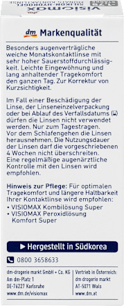 Silikon-Hydrogel Monatskontaktlinse Dioptrie  -1,75, 1 St VISIOMAX