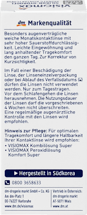 Silikon-Hydrogel Monatskontaktlinse Dioptrie - 2,75, 1 St VISIOMAX