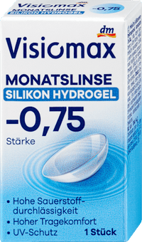 Silikon-Hydrogel Monatslinse Dioptrie -0,75 (6x1 Stück), Vorteilspack, 6 St