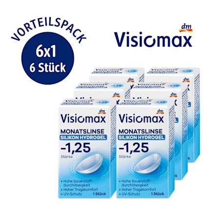 Silikon-Hydrogel Monatslinse Dioptrie -1,25 (6x1 Stück), Vorteilspack, 6 St