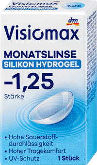 Silikon-Hydrogel Monatslinse Dioptrie -1,25 (6x1 Stück), Vorteilspack, 6 St
