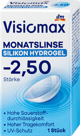 Silikon-Hydrogel Monatslinse Dioptrie -2,50 (6x1 Stück), Vorteilspack, 6 St