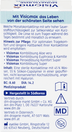 Silikon-Hydrogel Monatslinse Dioptrie -2,75 (6x1 Stück), Vorteilspack, 6 St