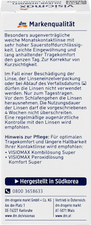 Silikon-Hydrogel Monatslinse Dioptrie - 3,5, 1 St VISIOMAX