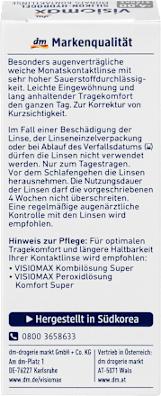 Silikon-Hydrogel Monatslinse Dioptrie -4,0, 1 St VISIOMAX