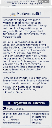 Silikon-Hydrogel Monatslinse Dioptrie -4,75, 1 St VISIOMAX
