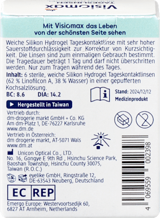 Siliconenhydrogel daglenzen dioptrie -1,75, 6 stuks