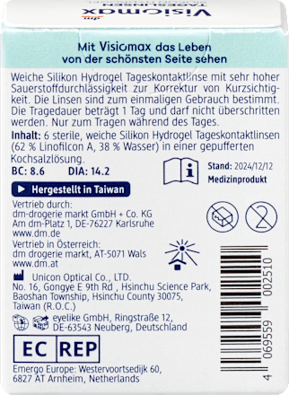 Siliconenhydrogel daglenzen dioptrie -2,75, 6 stuks