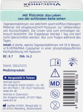 Daglenzen dioptrie -0,75, 8 stuks