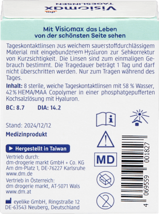 Daglenzen dioptrie -1,25, 8 stuks