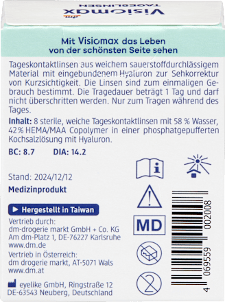 Daglenzen dioptrie -2,75, 8 stuks