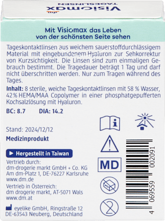 Daglenzen dioptrie -3,50, 8 stuks
