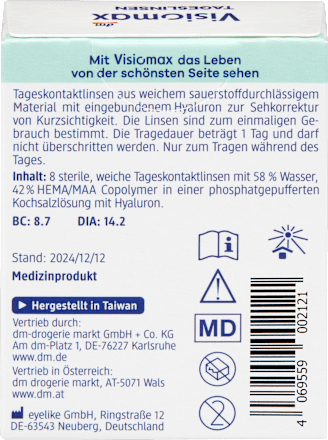 Daglenzen dioptrie -3,75, 8 stuks