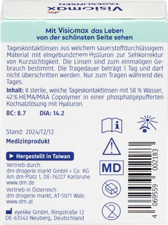 Daglenzen dioptrie -4,25, 8 stuks