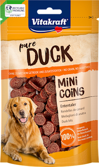 Hondensnack eend, pure eend mini munten, 80 g