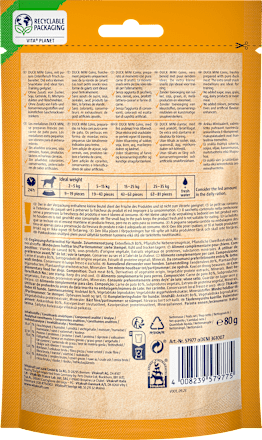 Hondensnack eend, pure eend mini munten, 80 g