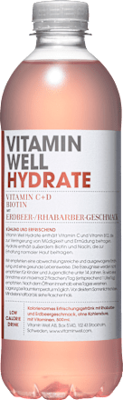 Erfrischungsgetränk, Hydrate Erdbeer-Rhabarber, 500 ml EINWEG