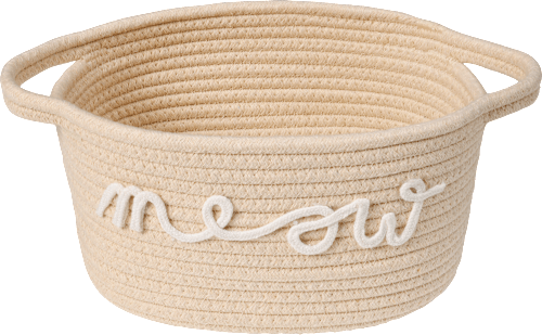 Korb "meow" aus Baumwolle für Spielzeug, beige (23x13x20 cm), 1 St