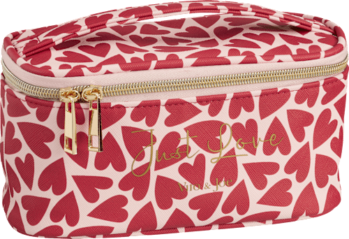 Kosmetikkoffer rosa mit roten Herzen "just love", 1 St Vito & Joe