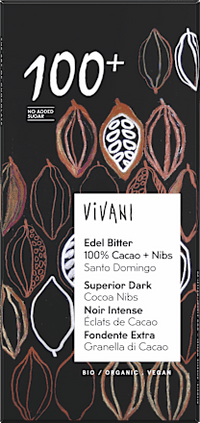 Schokolade, Edel Bitter 100% Cacao Nibs, 80 g