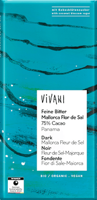 Schokolade, Feine Bitter Mallorca Flor de Sal 75%, 80 g