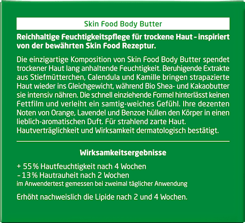 Körperbutter Skin Food im Glastiegel, 150 ml